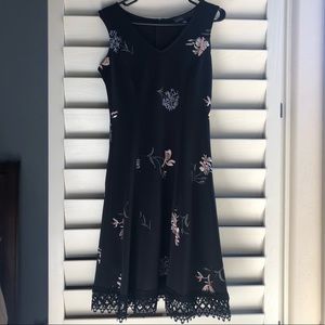 Black Embroidered Floral Dress